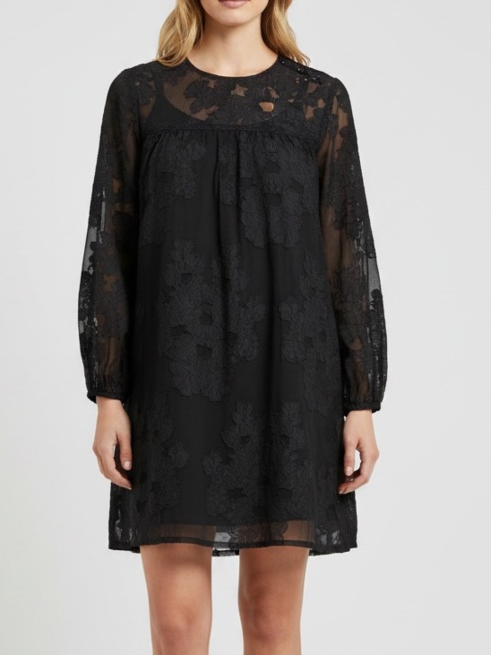 Aritzia Wilfred Lace Long-Sleeve Dress Black